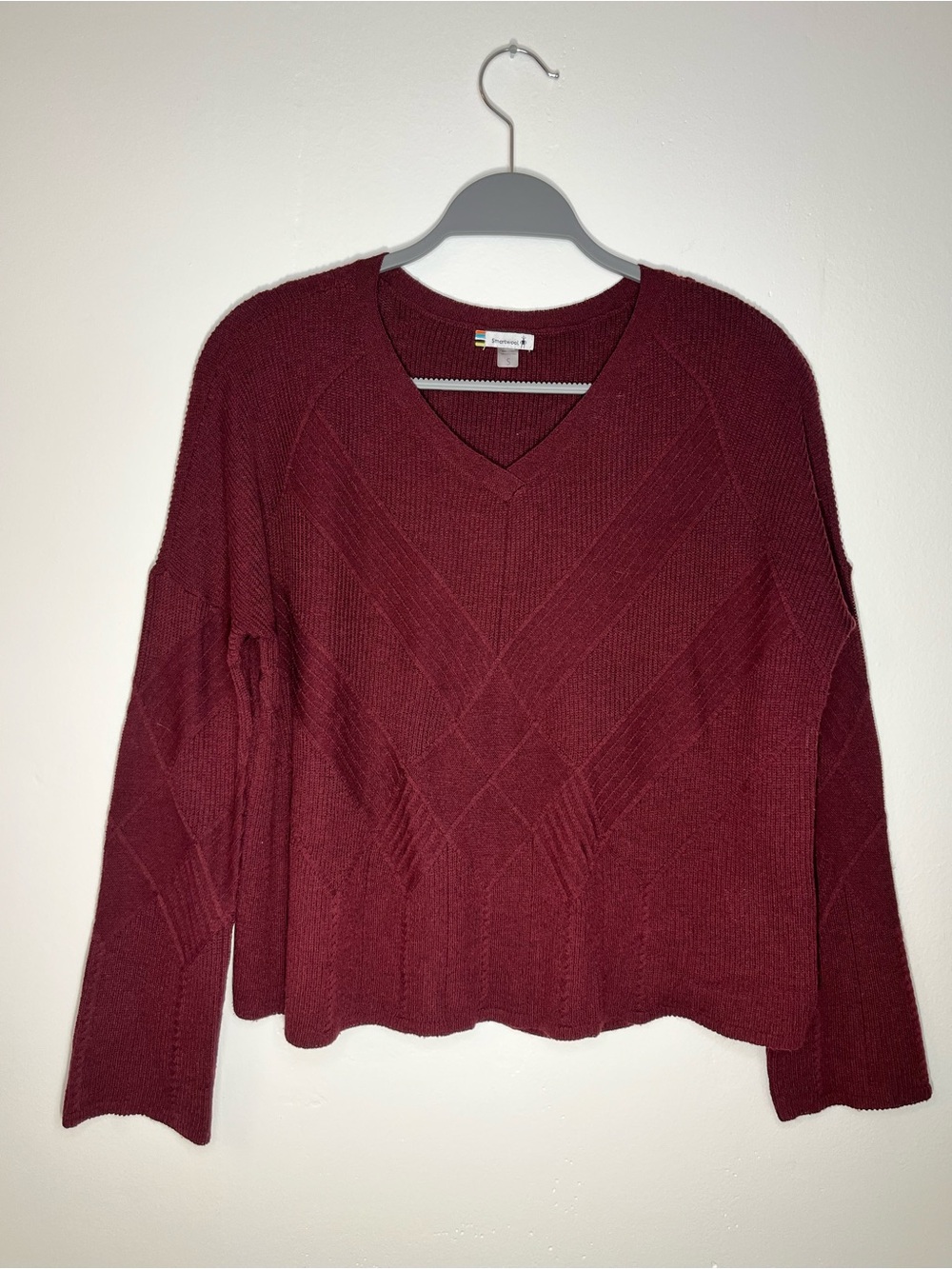 Smartwool Women's V-Neck Sweater in Burgundy